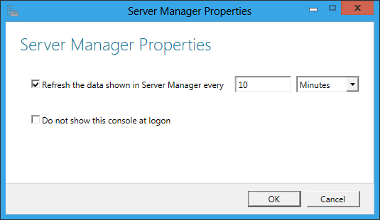 Server Manager properties