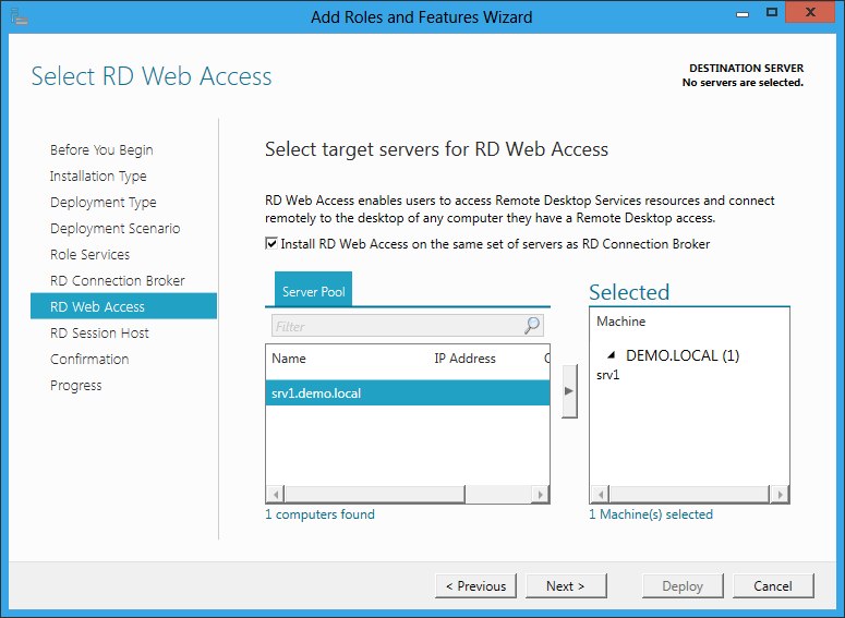 Select RD Web Access